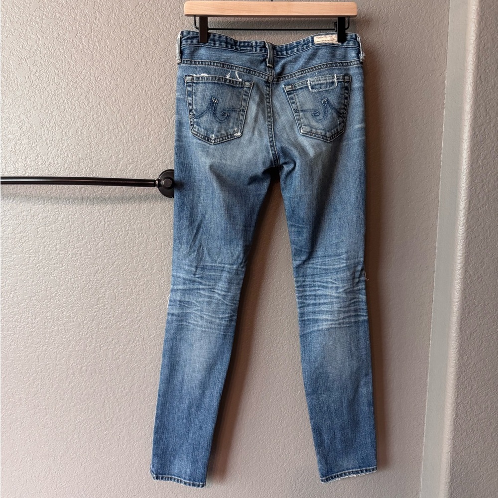 Ag Adriano Goldschmied Women's Ripped Light Blue Cigarette Jean - Picture 2 of 9